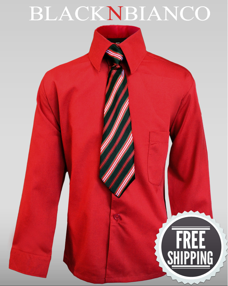 Boys Red Shirt with Tie outfit - BLACK ...